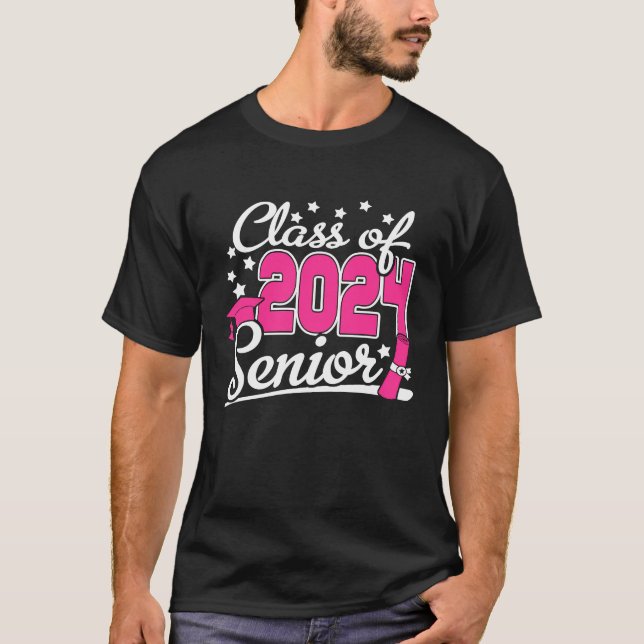 T-shirt Classe De 2024 Senior 24 Girls Women Funny Graduat (Devant)