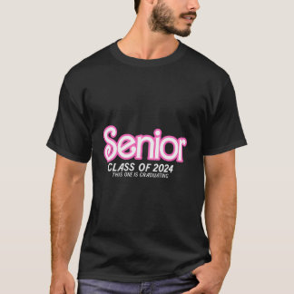 T-shirt Classe De 2024 Senior Pink Retro Classic Girl Grad