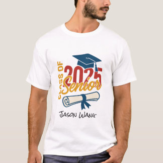 T-shirt Classe De 2025 Diplômé Personnalisé