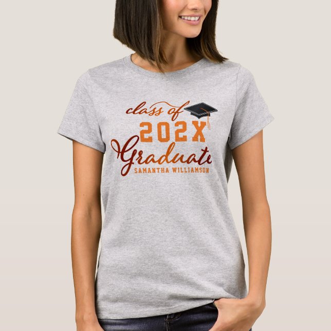 T-shirt Classe de 2025 Graduate Orange Graduation (Devant)