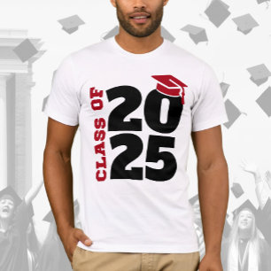 T-shirt Classe de 2025 Red and Black Graduate