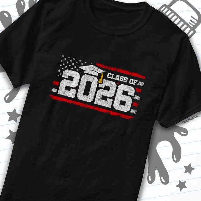 T-shirt Classe de 2026 Graduation American Flag Senior 202 (Créateur téléchargé)