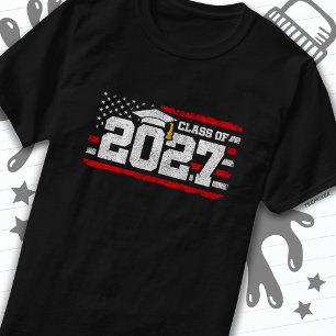 T-shirt Classe de 2027 Graduation American Flag Senior 202