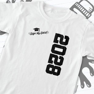 T-shirt Classe de 2028 Graduation Sign My Shirt Senior 202