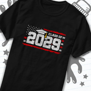 T-shirt Classe de 2029 Graduation American Flag Senior 202