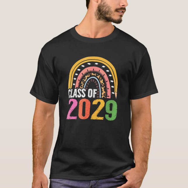 T-shirt Classe De 2029 Senior 2029 Boho Rainbow Croissance (Devant)