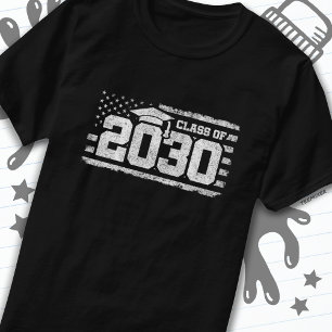 T-shirt Classe de 2030 Graduation American Flag Senior 203