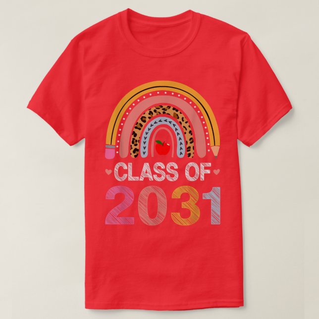 T-shirt Classe De 2031 Rainbow Leopard Graduate PreK Kinde (Design devant)