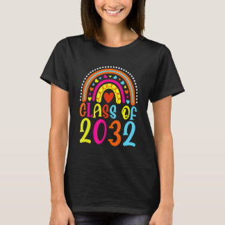 T-shirt Classe De 2032 Rainbow Pink Graduate Préscolaire T