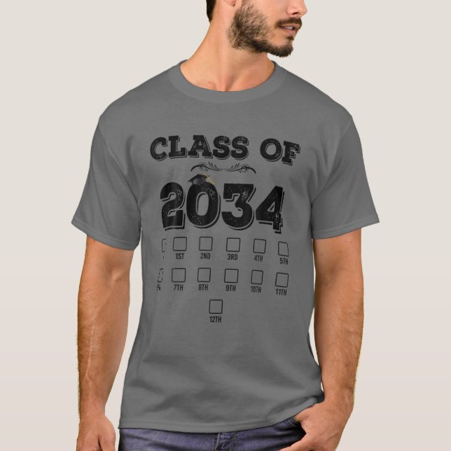 T-shirt Classe De 2034 Augmenter Avec Moi Premier Jour De  (Devant)