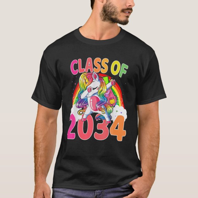 T-shirt Classe De 2034 Dapping Unicorn Kindergarten Retour (Devant)