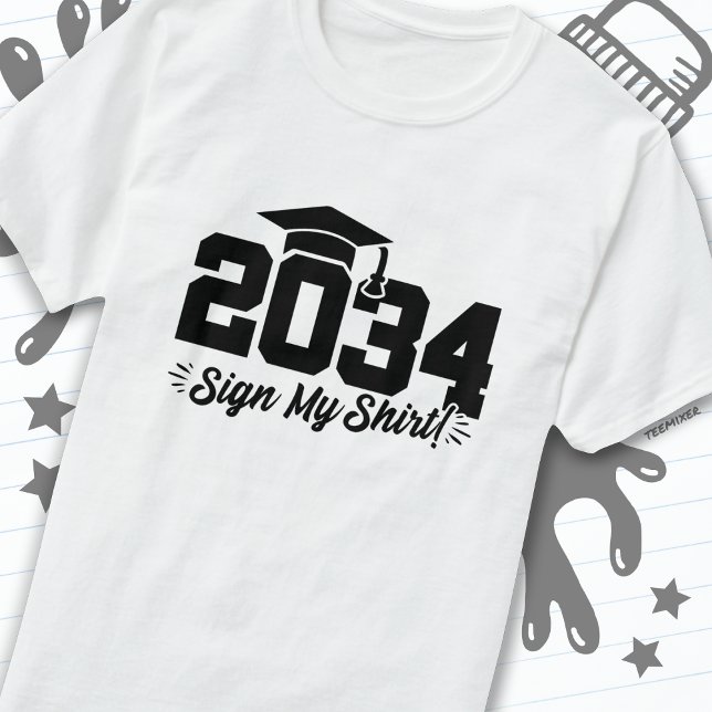 T-shirt Classe de 2034 Graduation Sign My Shirt Senior 203 (Créateur téléchargé)