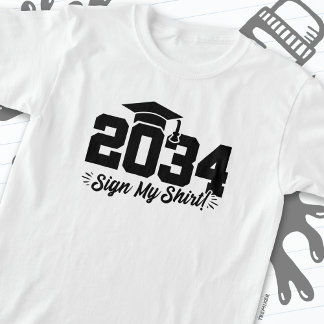 T-shirt Classe de 2034 Graduation Sign My Shirt Senior 203