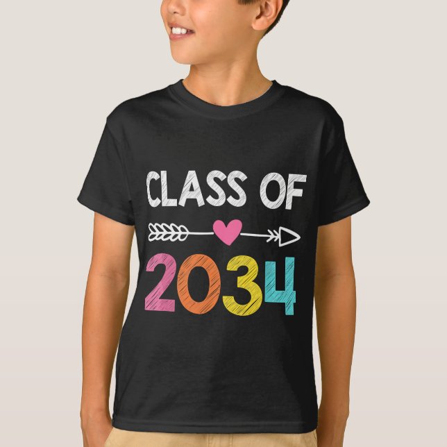 T-shirt Classe De 2034 Pré-K Diplômé De L'École Préscolair (Devant)
