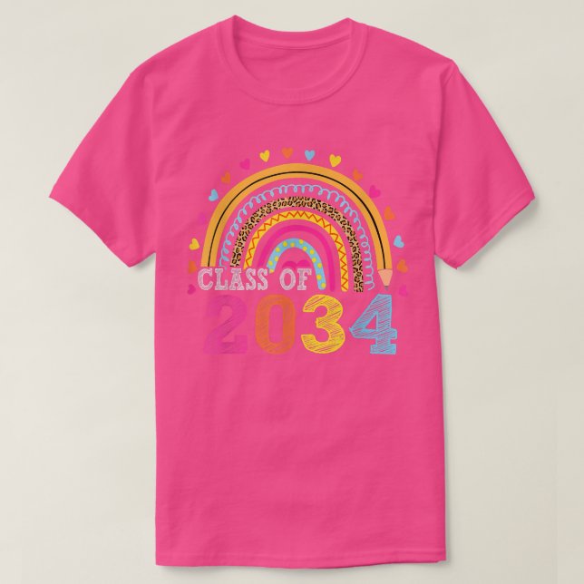 T-shirt Classe De 2034 Rainbow Leopard Graduation Kinderga (Design devant)