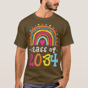 T-shirt Classe De 2034 Rainbow Pink Graduate Préscolaire T