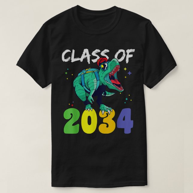 T-shirt Classe de 2034 T Re Dino Grow With Me Kindergarten (Design devant)