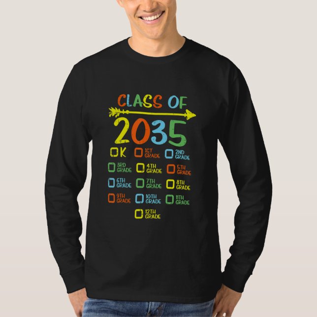 T-shirt Classe De 2035 Augmenter Avec Moi Checklist Kinder (Devant)