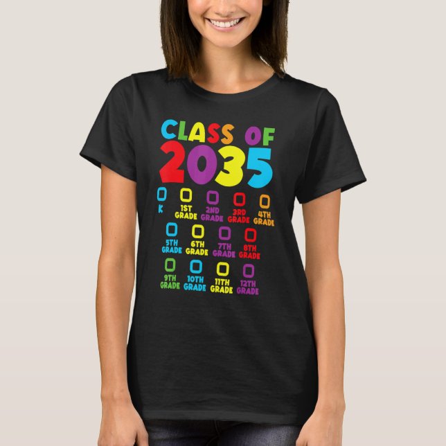 T-shirt Classe De 2035 Augmenter Avec Moi Checklist Kinder (Devant)