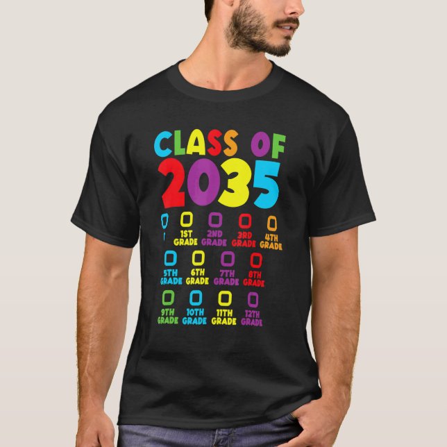 T-shirt Classe De 2035 Augmenter Avec Moi Checklist Kinder (Devant)