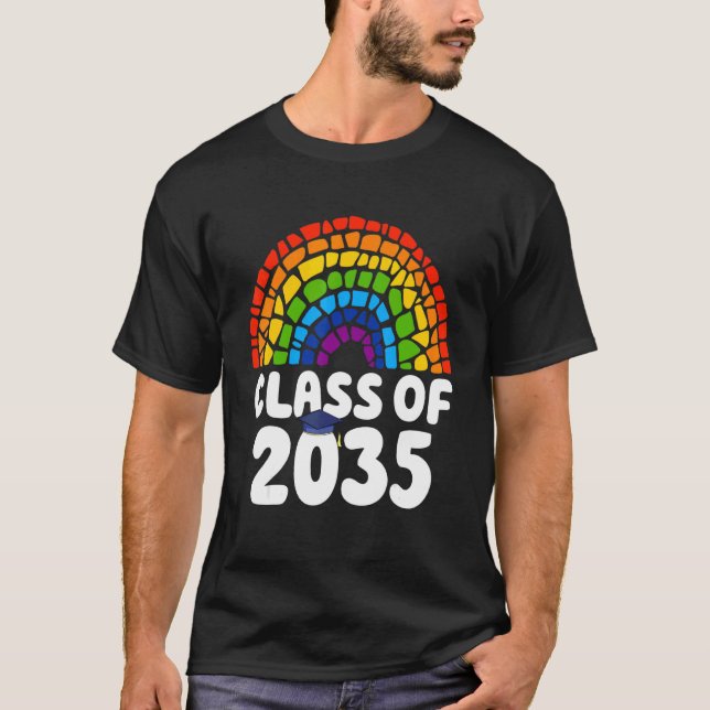 T-shirt Classe De 2035 Graduate Graduation Rainbow Retro (Devant)
