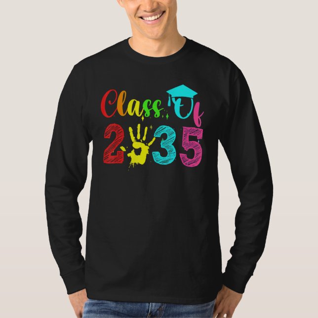 T-shirt Classe de 2035 Grandis avec moi  Empreinte de main (Devant)