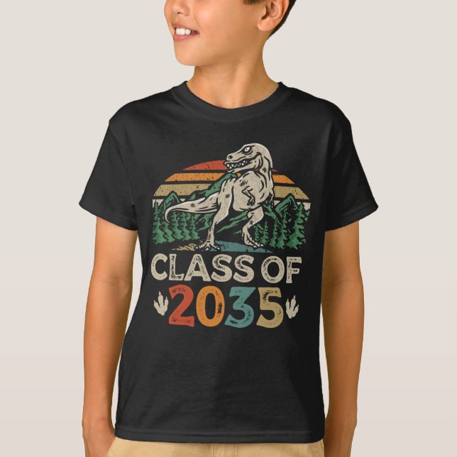 T-shirt Classe de 2035 Grow With Me Dinosaur retour à l'éc (Devant)
