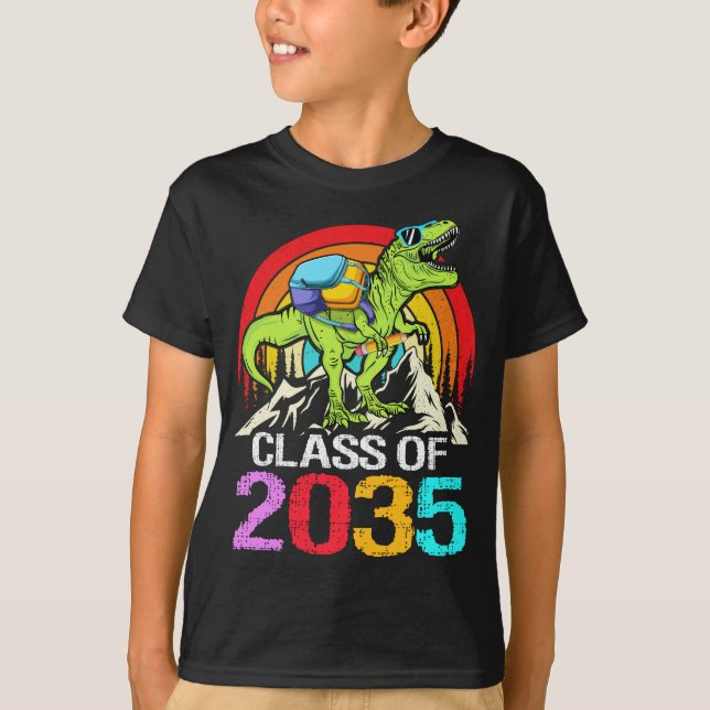 T-shirt Classe de 2035 Grow With Me Dinosaur retour à l'éc (Devant)