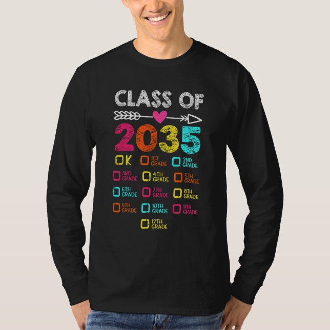 T-shirt Classe De 2035 Pré K Primaire Diplôme Dernier Jour (Devant)