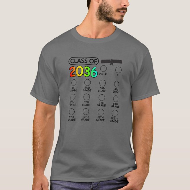 T-shirt Classe De 2036 Augmenter Avec Moi Check-Mark Space (Devant)