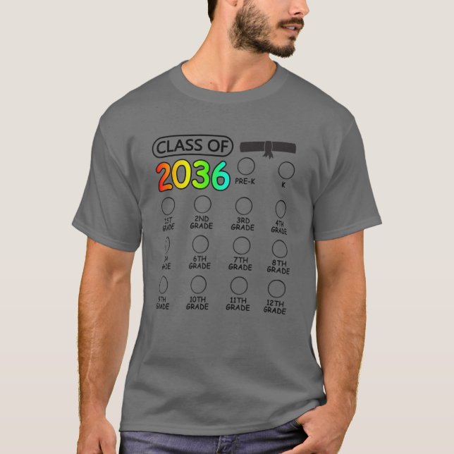 T-shirt Classe De 2036 Augmenter Avec Moi Check-Mark Space (Devant)