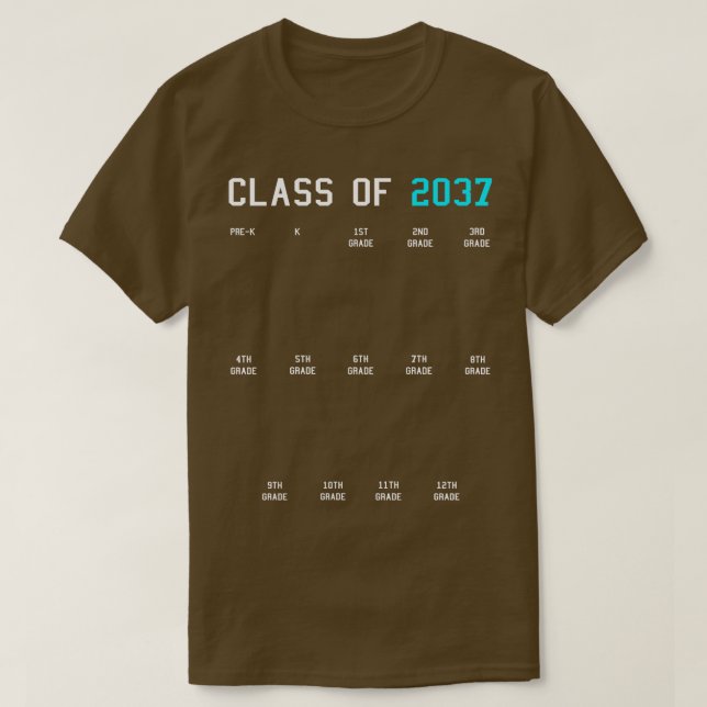 T-shirt Classe de 2037 Grow with Me Graduation Premier jou (Design devant)