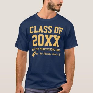 T-shirt Classe de bleu et d'or d'école de la coutume 20XX