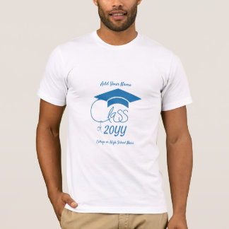 T-shirt Classe de-Diplôme de fin d'études Capuchon Bleu Cl