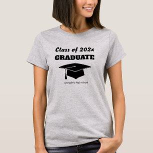 T-shirt Classe de diplôme Noir Blanc Casquette Vector Art