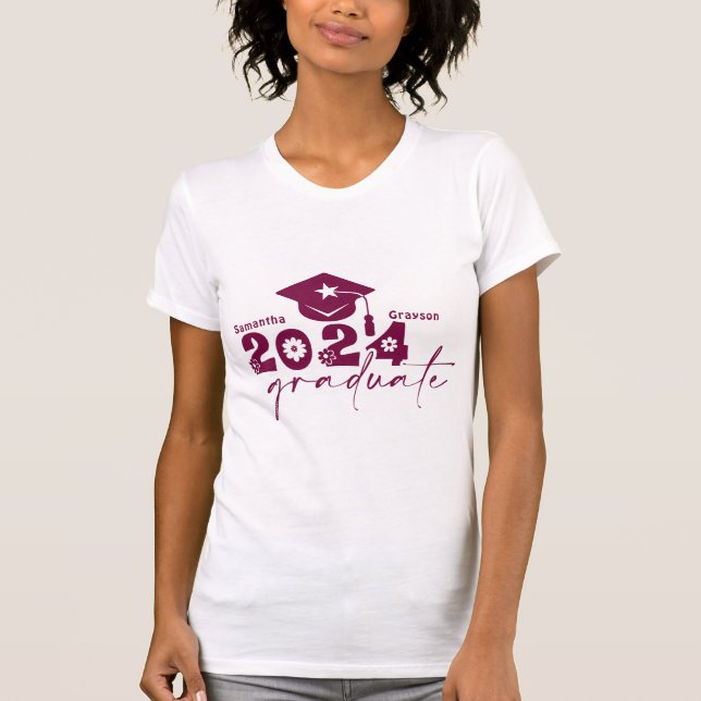 T-shirt Classe de diplômés personnalisés de 2024 Maroon (Devant)