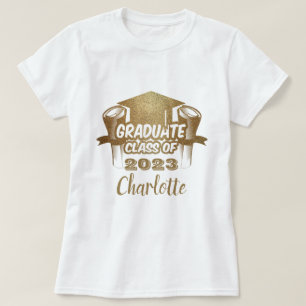 T-shirt Classe de fin d'études de 2023 Gold Nom personnali