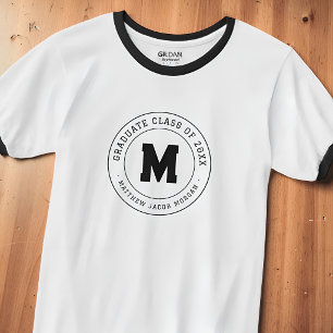 T-shirt Classe de finissants 20XX Monogramme moderne perso