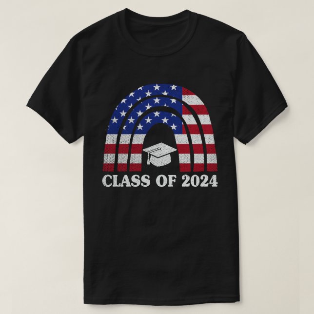 T-shirt Classe De Graduation De 2024 Rainbow Usa American  (Design devant)