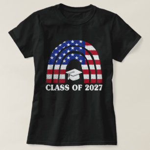 T-shirt Classe De Graduation De 2027 Rainbow Usa American