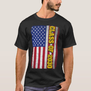 T-shirt Classe De Graduation De 2030 Senior Usa American F