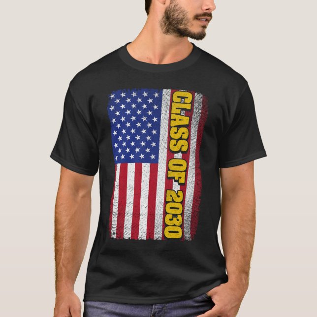 T-shirt Classe De Graduation De 2030 Senior Usa American F (Devant)