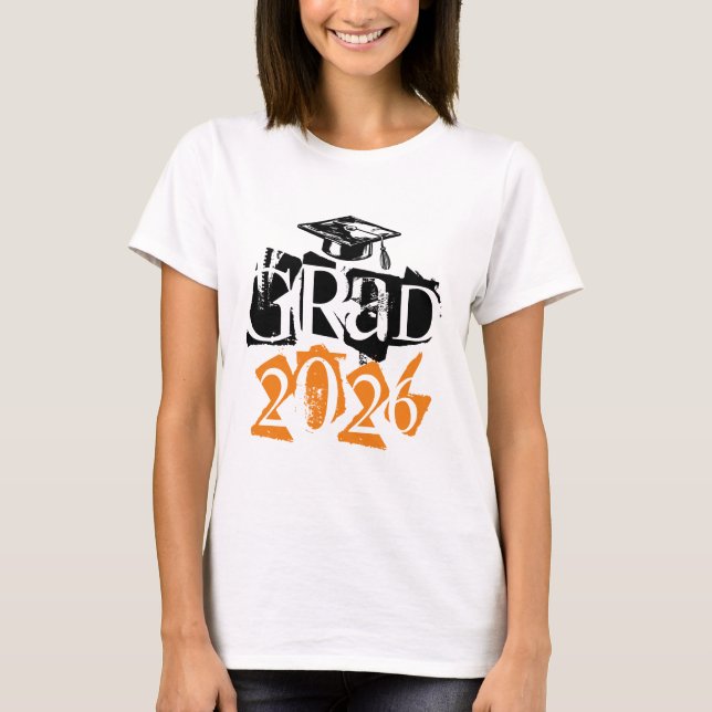 T-shirt Classe de graduation de la typographie orange de 2 (Devant)