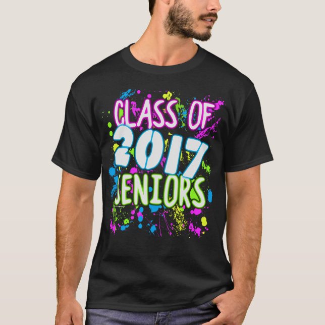 T-shirt Classe de Graffiti Neon de 2017 Aînés Graduation (Devant)