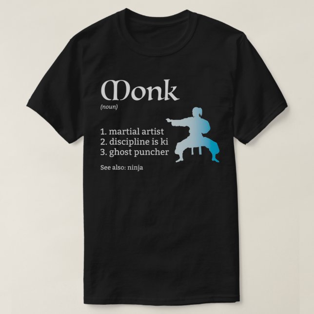 T-shirt Classe de moine Définition Donjons et Dragons RPG (Design devant)