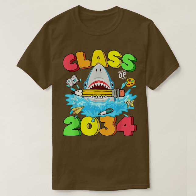 T-shirt Classe de requin 2034 grandir avec moi Graduation  (Design devant)