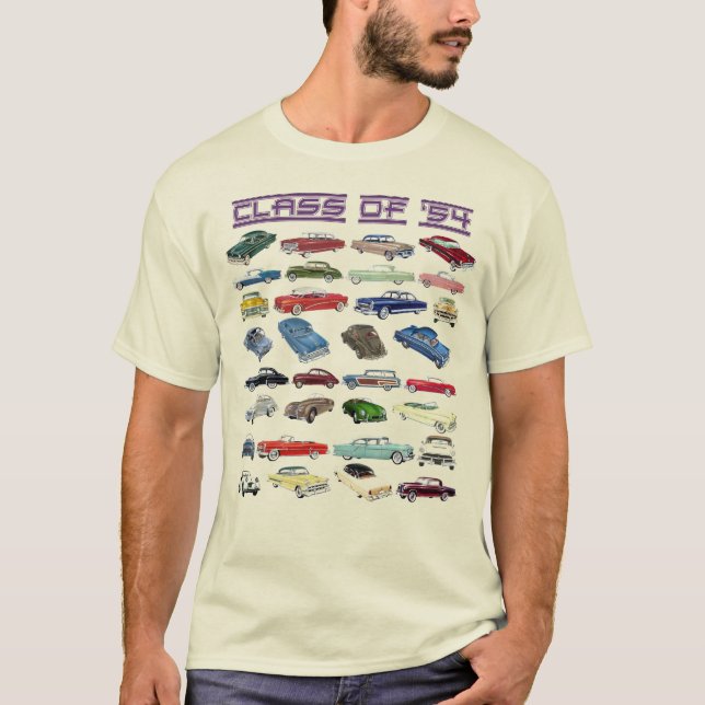 T-shirt Classe de voitures classiques 1954 (Devant)