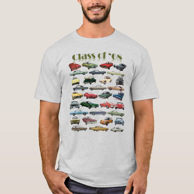 T-shirt Classe de voitures classiques 1968 (Devant)