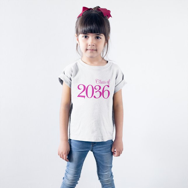 T-shirt Classe d'école rose minimaliste (Hot Pink Typography - White Tee)