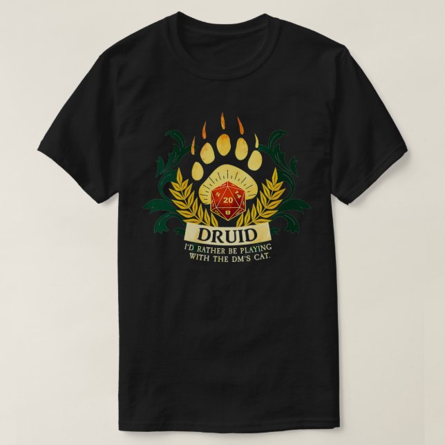 T-shirt Classe Druide D20 Tabletop Dungeons RPG Drago (Design devant)